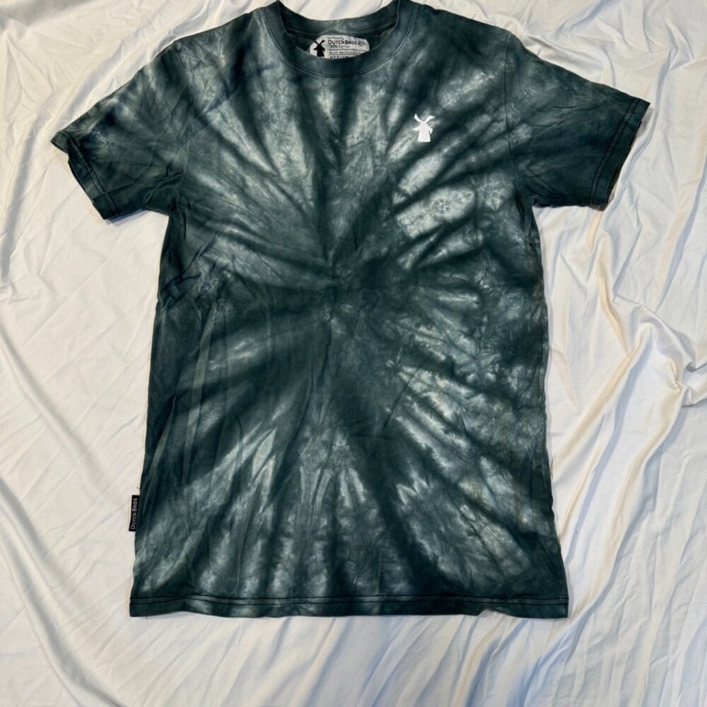 Dutch Bros Grey and White Tie Dye Shirt Medium